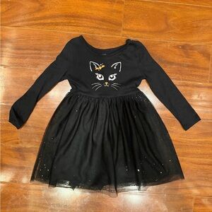 Black Cat Face Dress with Tulle Skirt